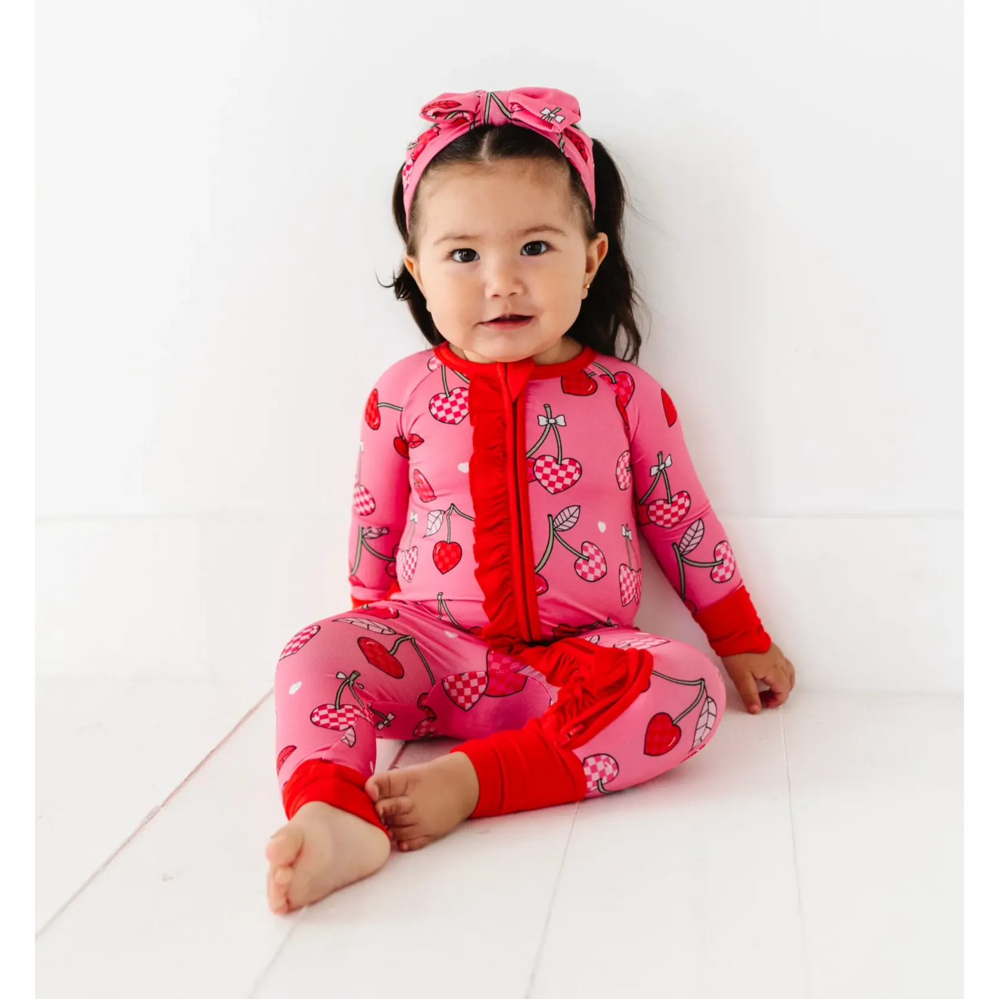 Cherry Convertible Footies with Ruffle