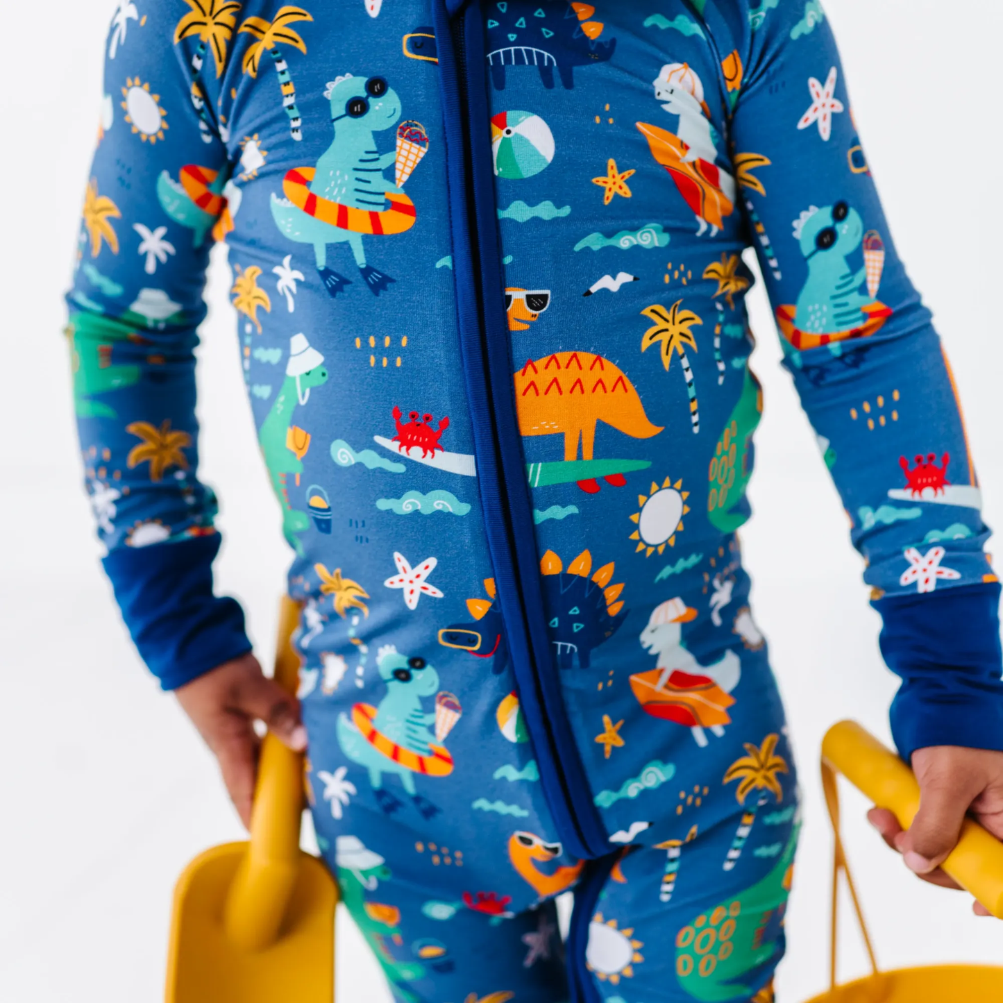 Blue Dino Convertible Footie: 12-18 Months