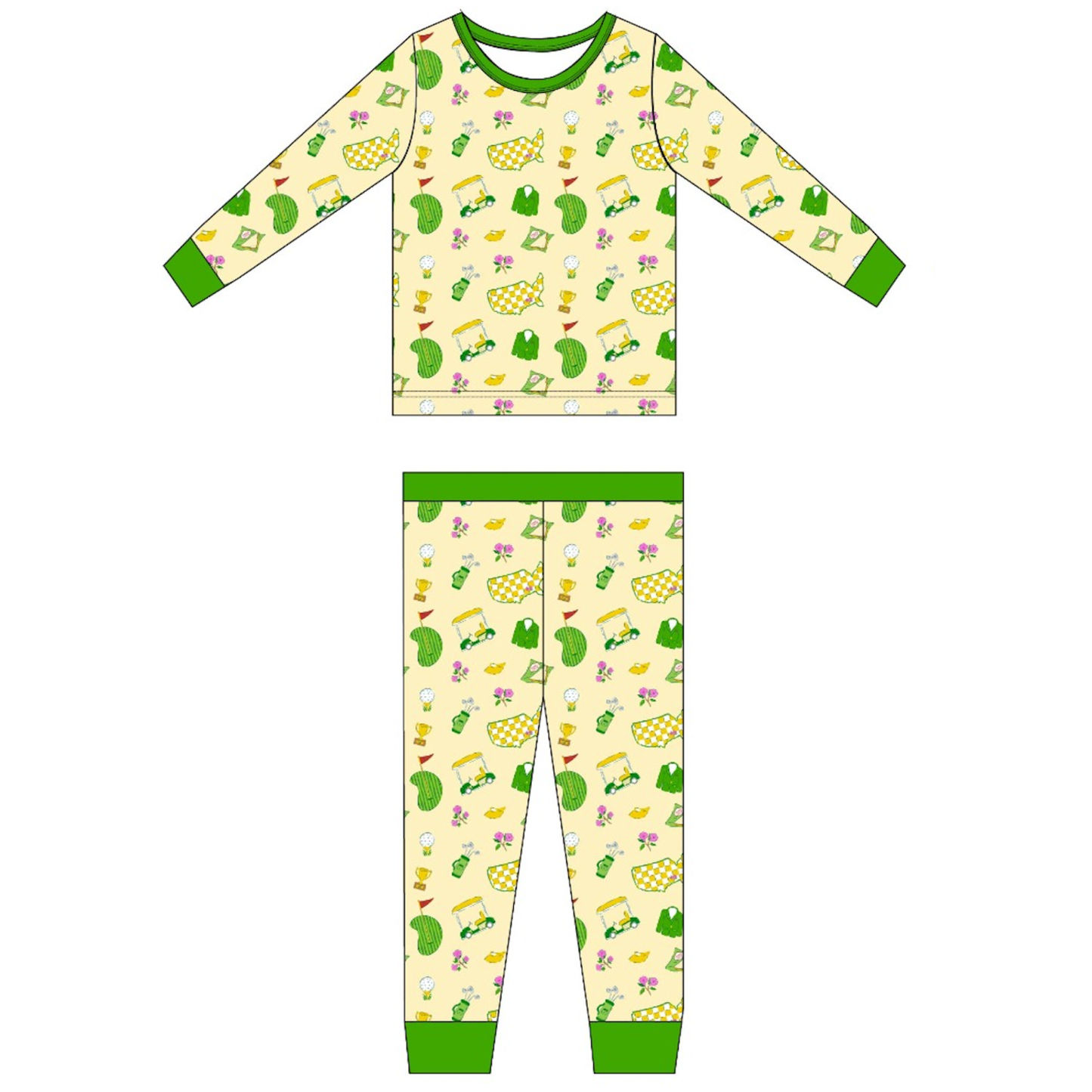 2025 Masters-Inspired Toddler Pajamas Long Sleeves and Pants: 5/6T