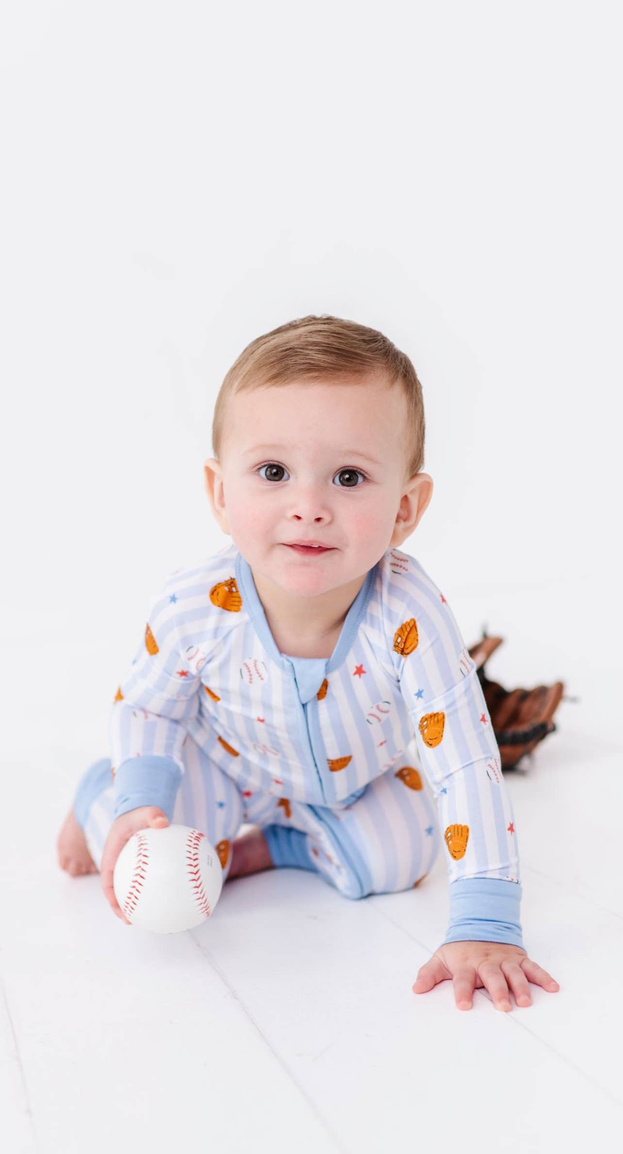 Stripe Baseball Convertible Footie: 6-12 Months