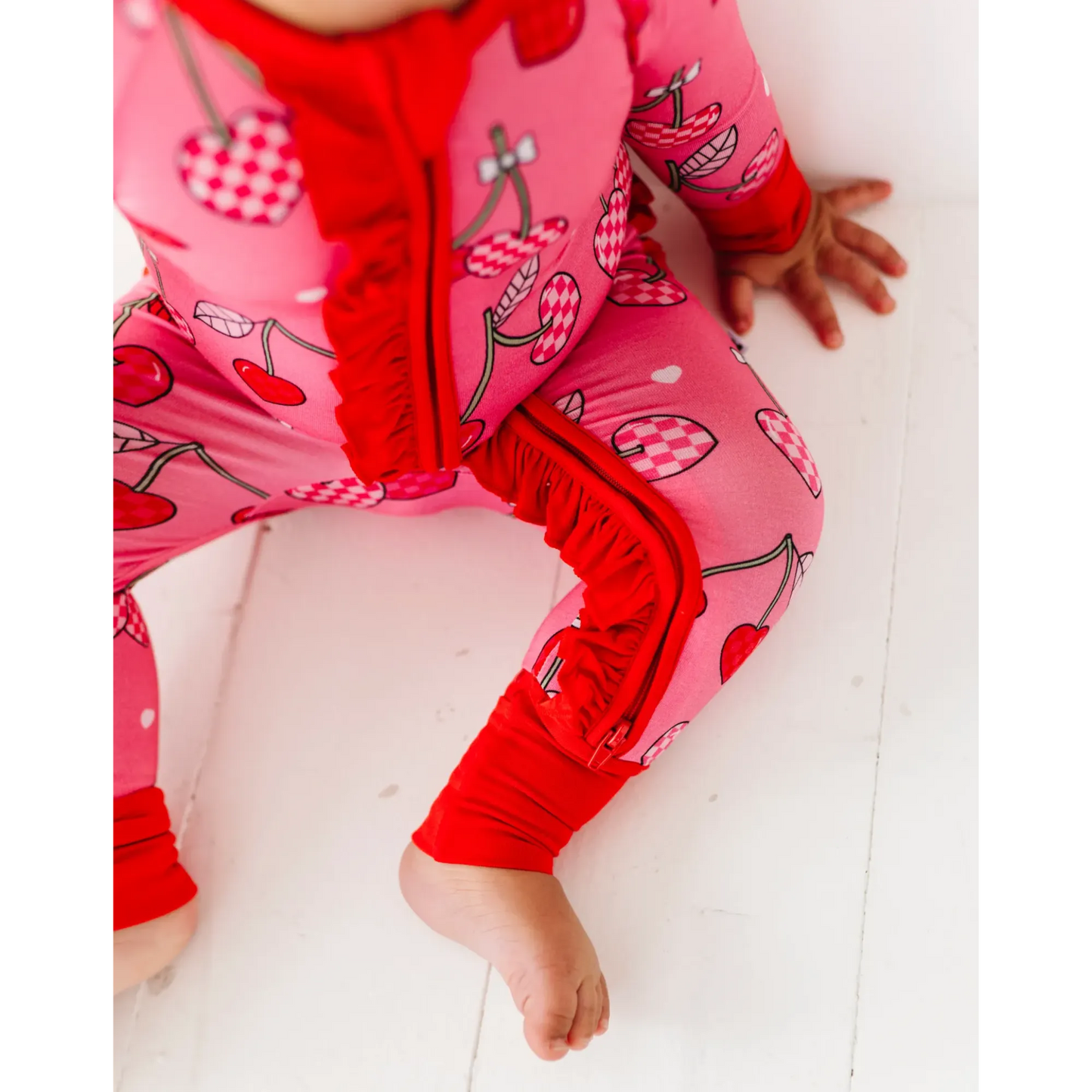 Cherry Convertible Footies with Ruffle