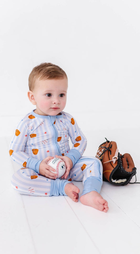 Stripe Baseball Convertible Footie: 12-18 Months