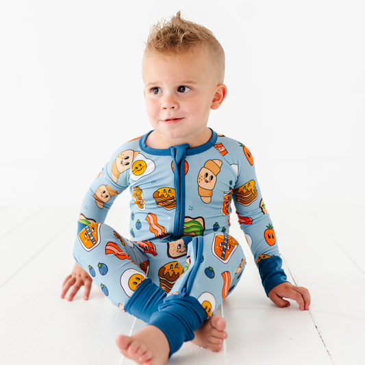 Blue Breakfast Convertible Footie: 12-18 Months