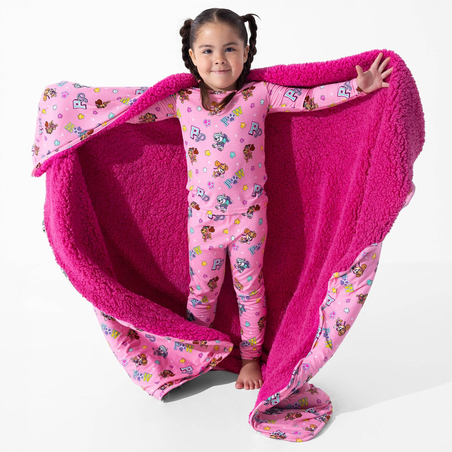 PAW Patrol: Varsity Pink Bamboo Sherpa Blanket: 45 x 60 in