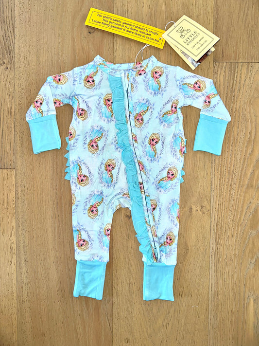 Bamboo Ruffle Zipper Romper (IVY)- MAGIC COLLECTION ICE PRINCESS