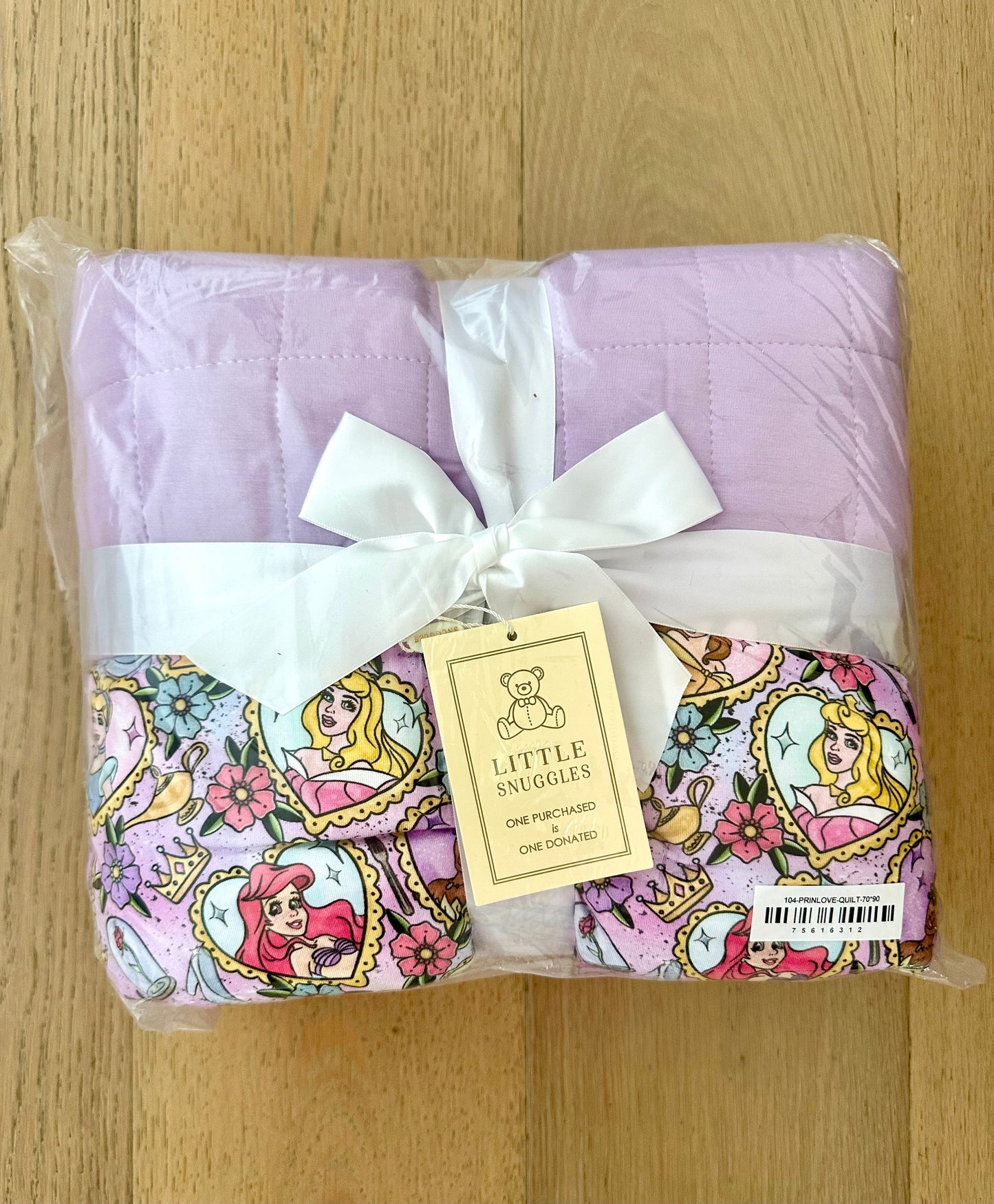 3 Layer Quilted Bamboo Blanket- LARGE 70x90 PRINCESS LOVE