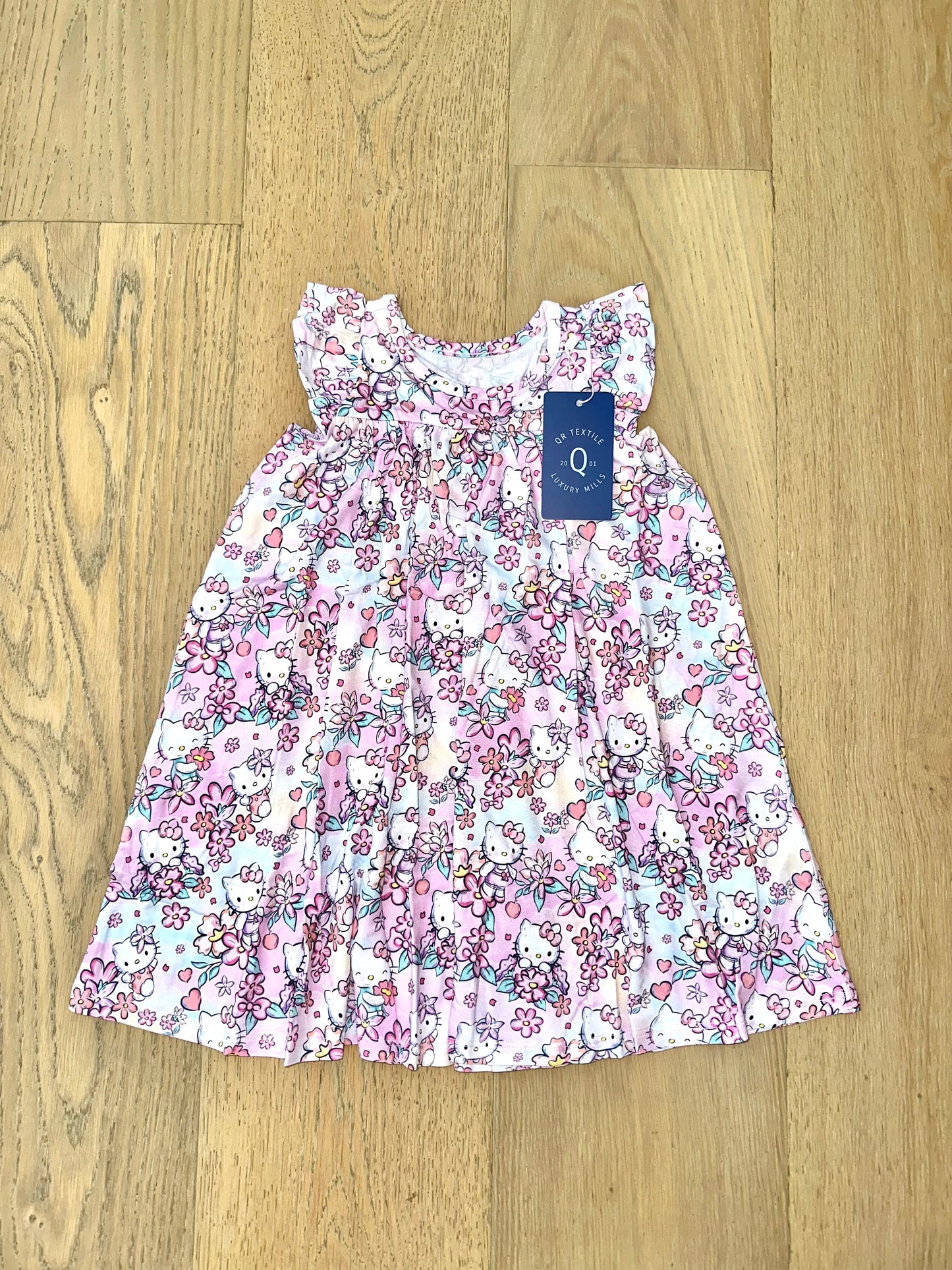 Girls Bamboo Dream Dress OR Gown- HELLO FLORAL KITTY