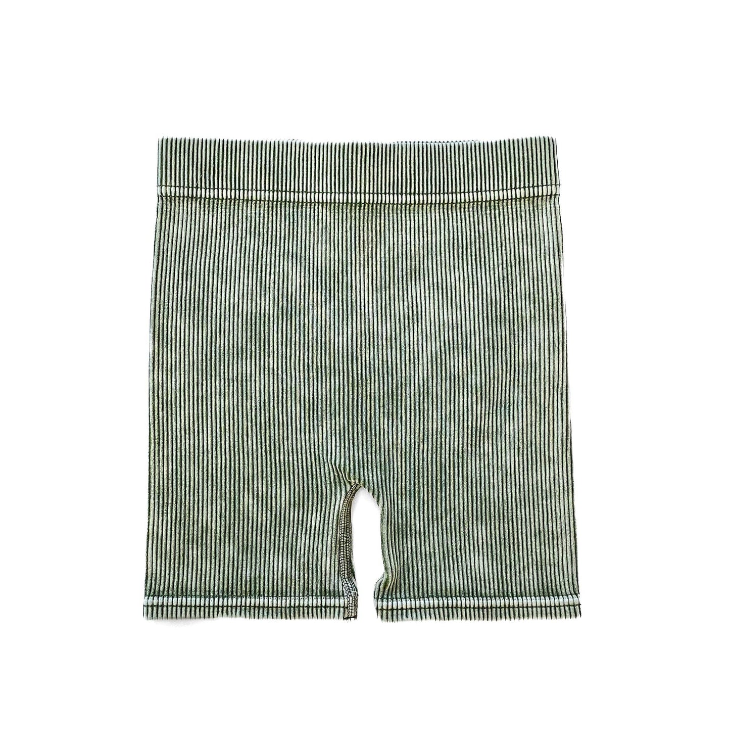 ACID WASH BIKER SHORTS - DUSTY GREEN: 4T