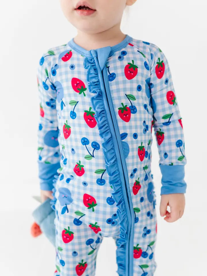 Convertible Footies with Ruffle- BERRY PATRIOTIC