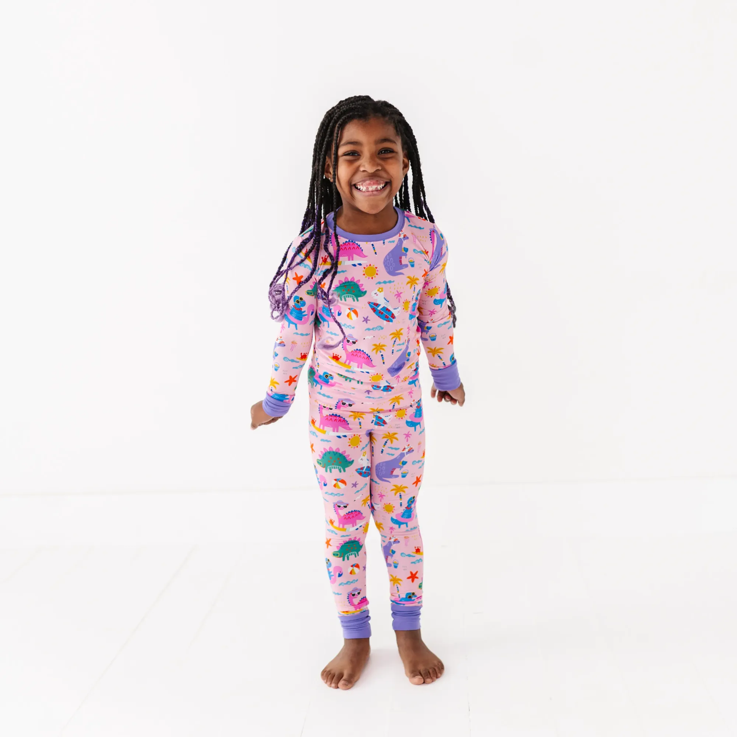 Pink Dino Kid Pajamas: 2T