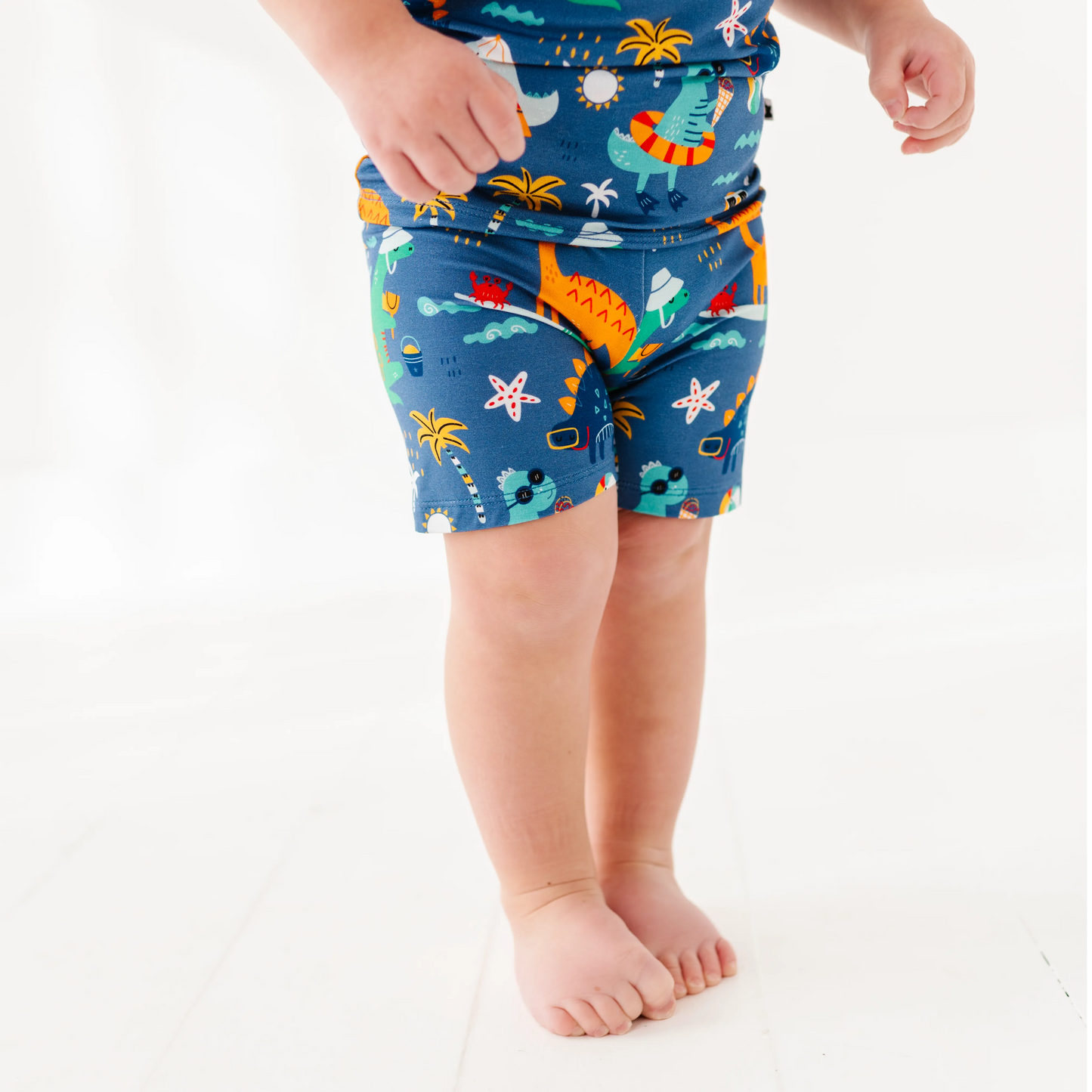 Blue Dino Toddler/Big Kid Shorts Pajamas: 5/6T