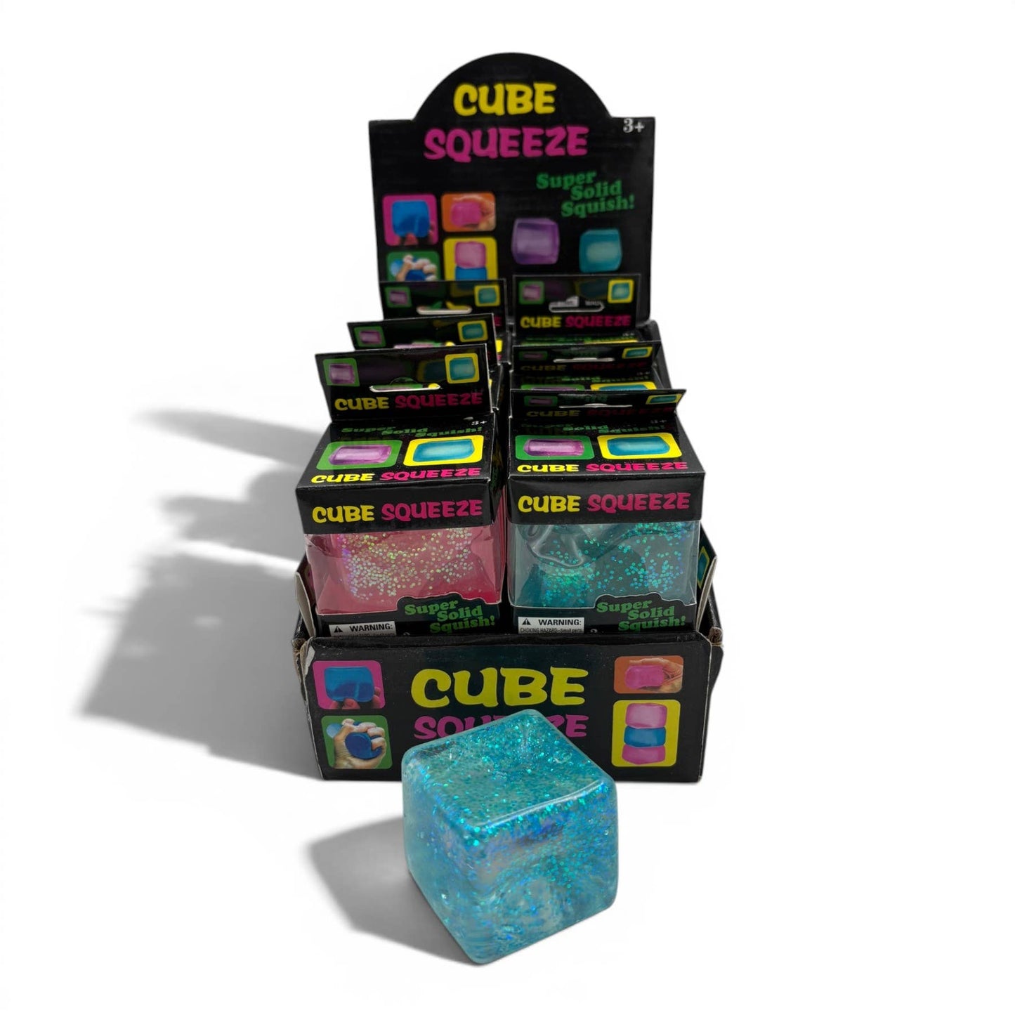 Assorted Glitter Squishy Cube 12ct PDQ