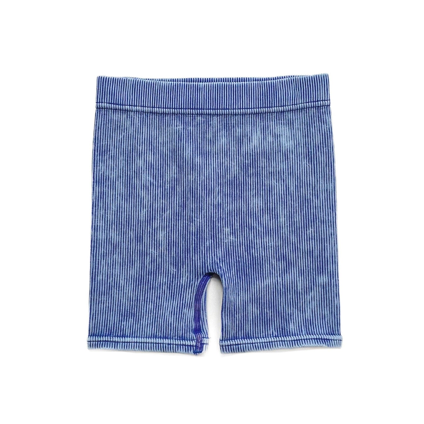 ACID WASH BIKER SHORTS - OCEAN: 18/24M