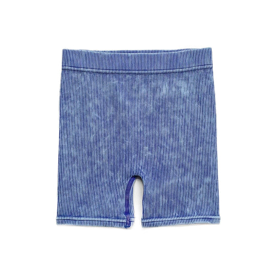 ACID WASH BIKER SHORTS - OCEAN: 18/24M