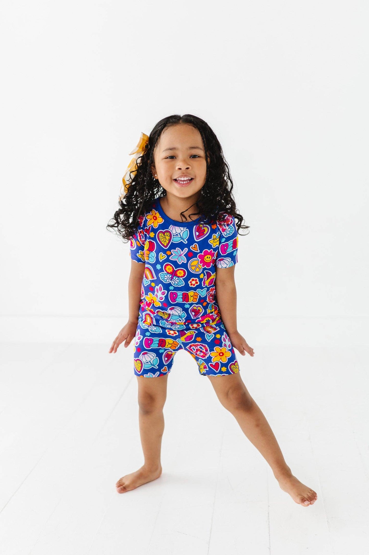 Retro Girl Kids Shorts Pajamas: 3T
