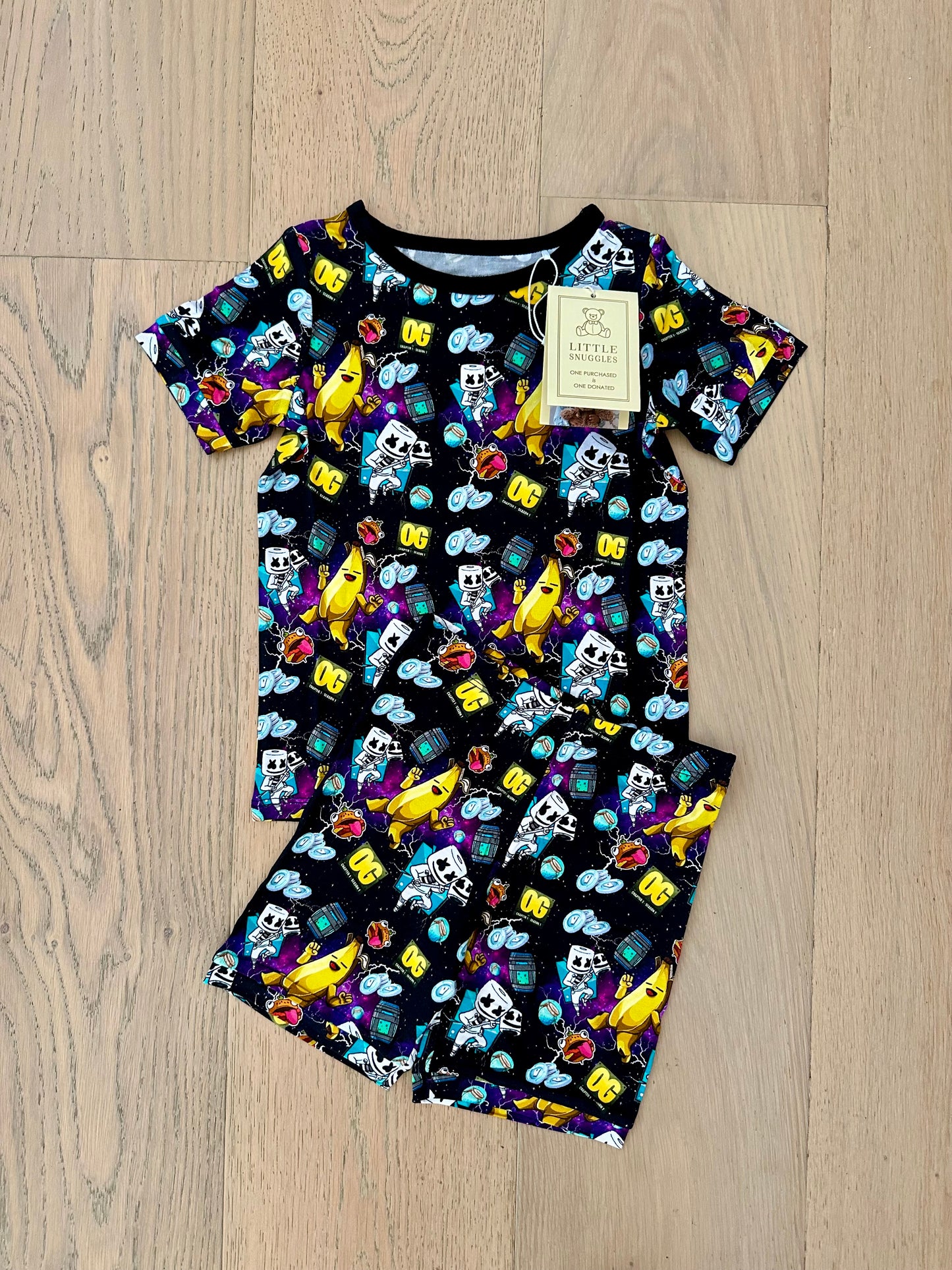 Bamboo Short Sleeve Shorts Lounge Set (Bentley)- HAPPY FORT NIGHT