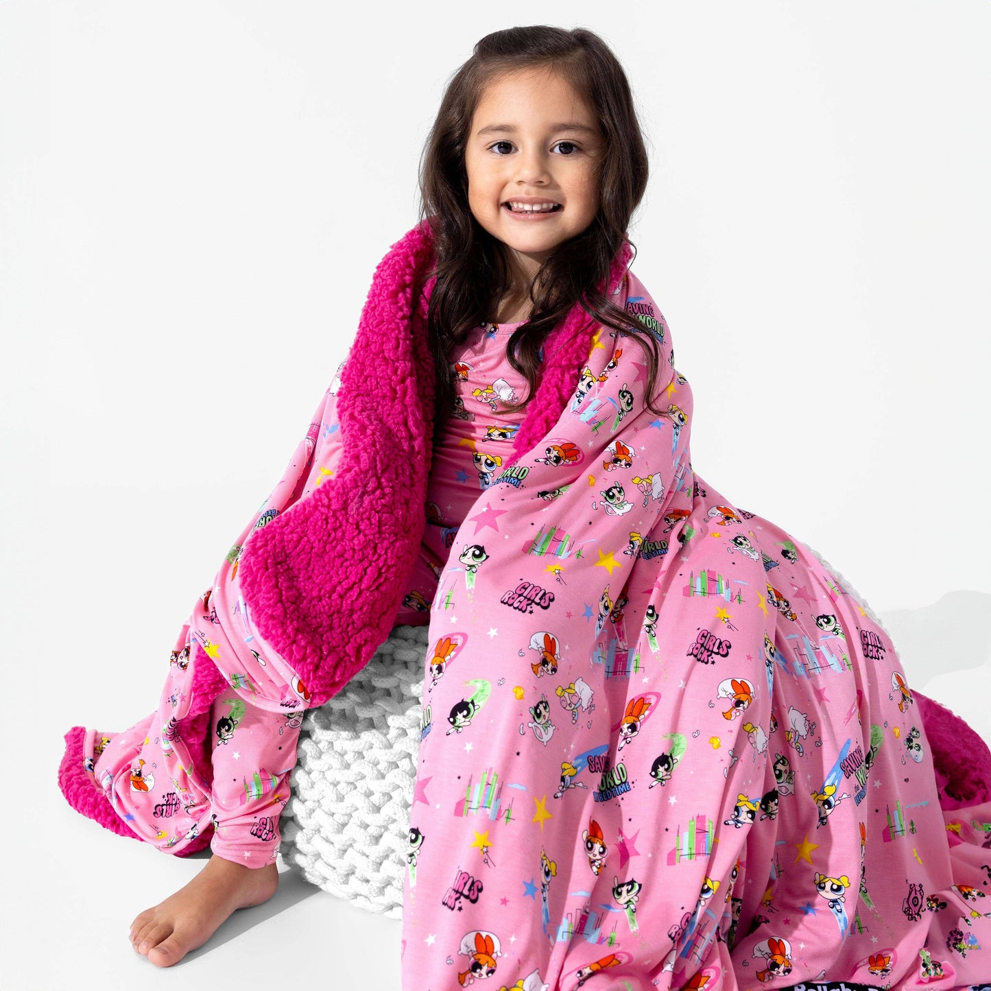 Powerpuff Girls Saving Bedtime Bamboo Sherpa Blanket: 45 x 60 in