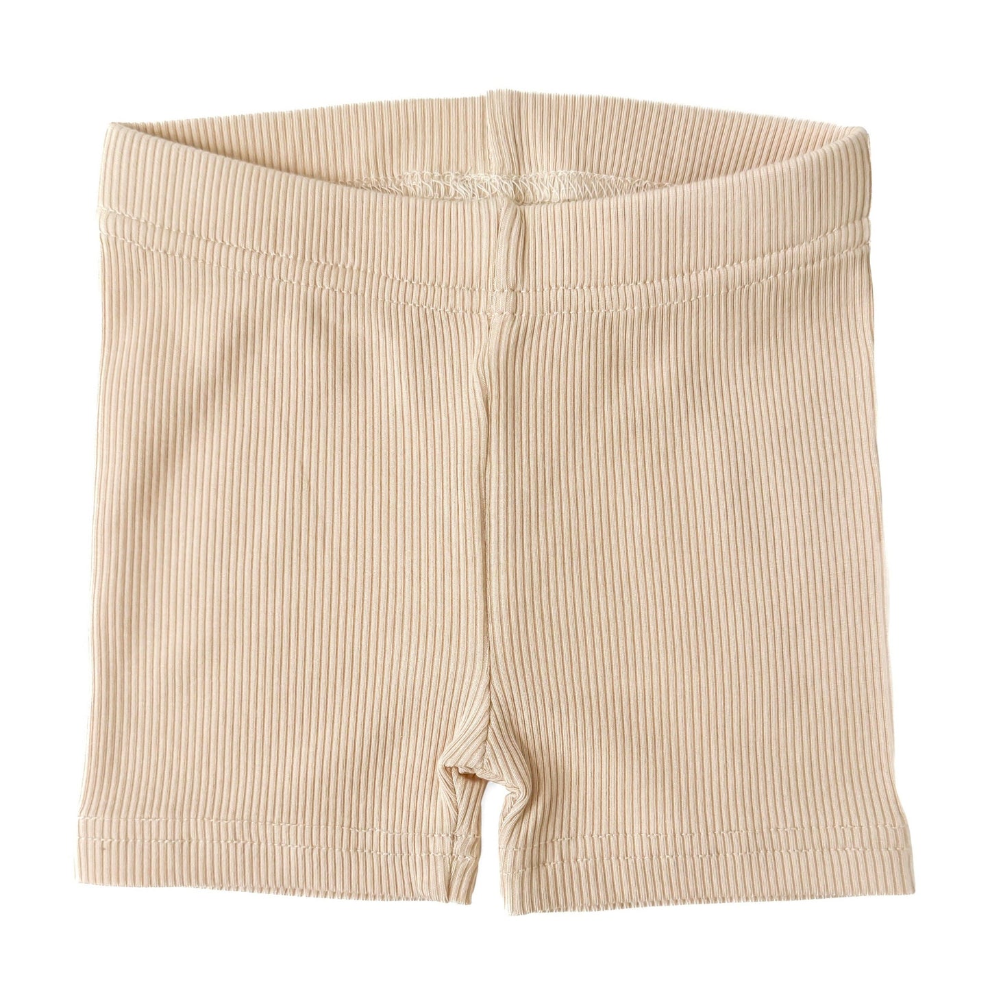 BAMBOO RIBBED BIKER SHORTS - SAND: 18-24M