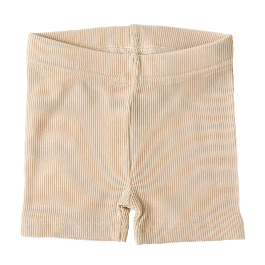 BAMBOO RIBBED BIKER SHORTS - SAND: 4T