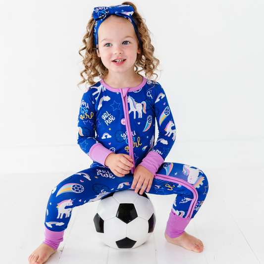 Unicorn Goals Convertible Footies: 18-24 Months