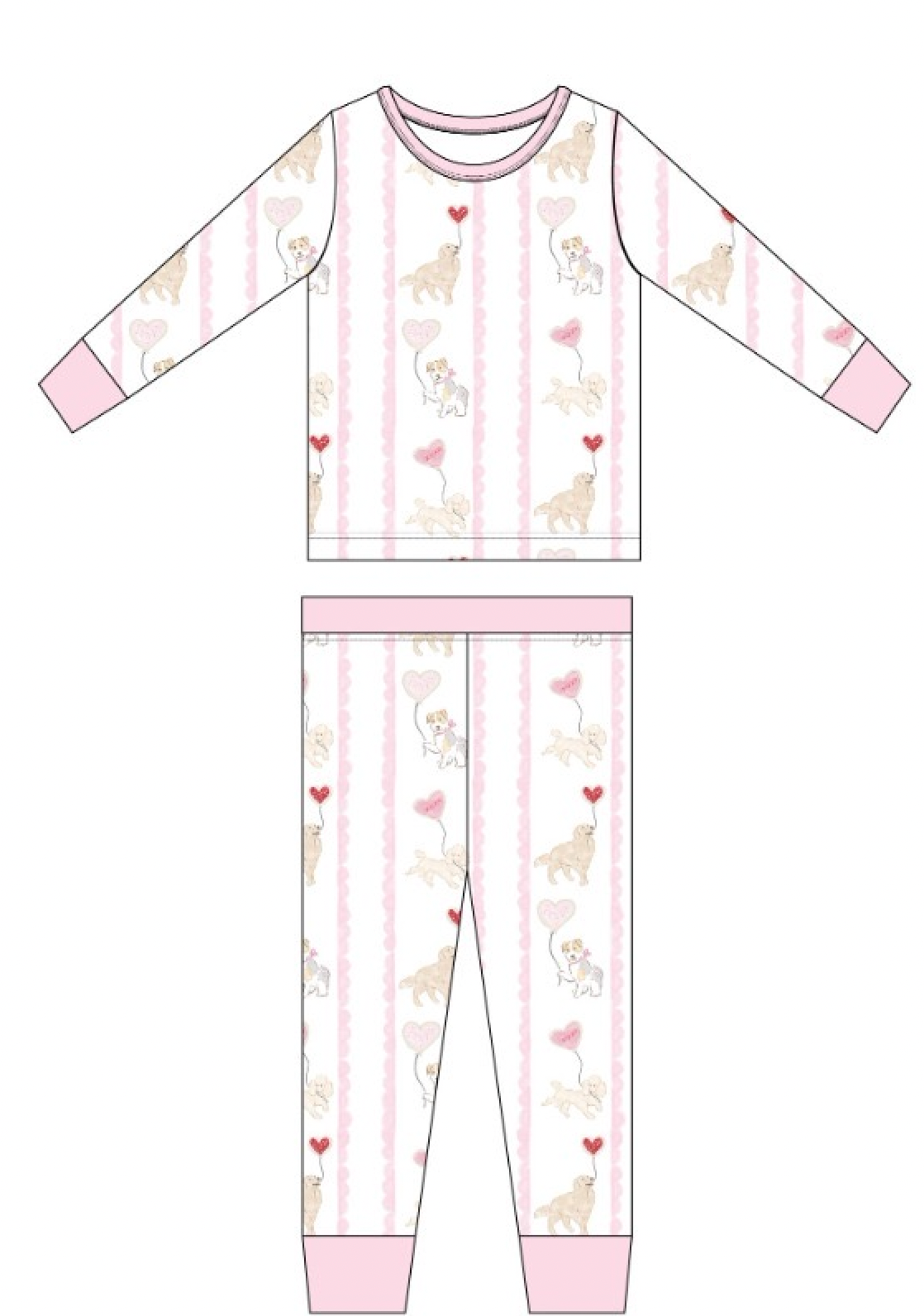 Dog Valentine Kids Pajamas: 4T