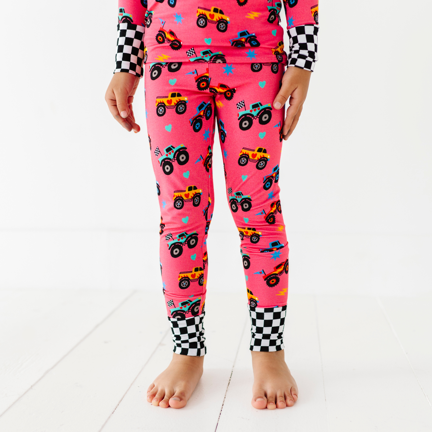 Pink Monster Trucks Kids Pajamas: 4T