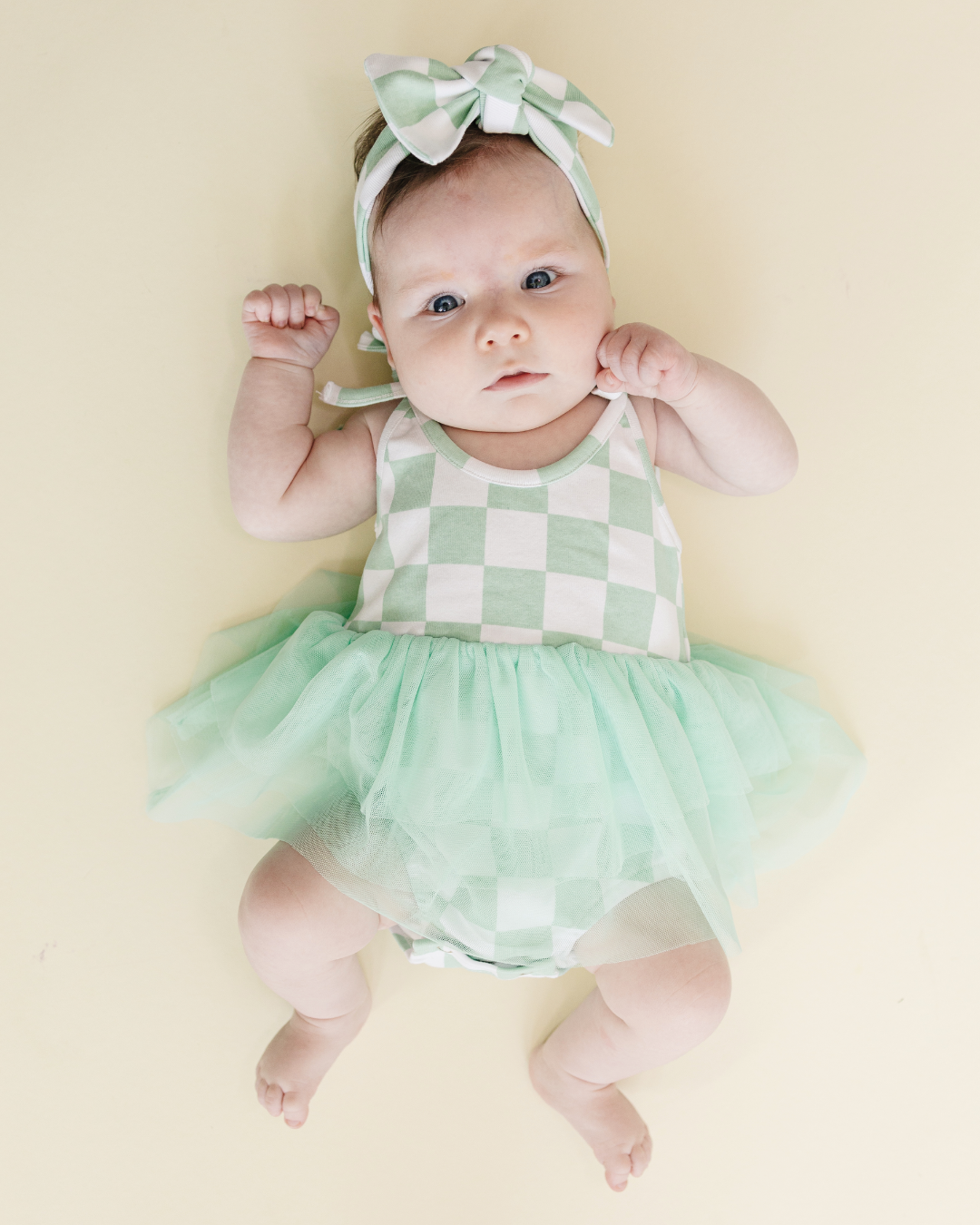 Tutu Romper | Checkered Mint: 12-18M