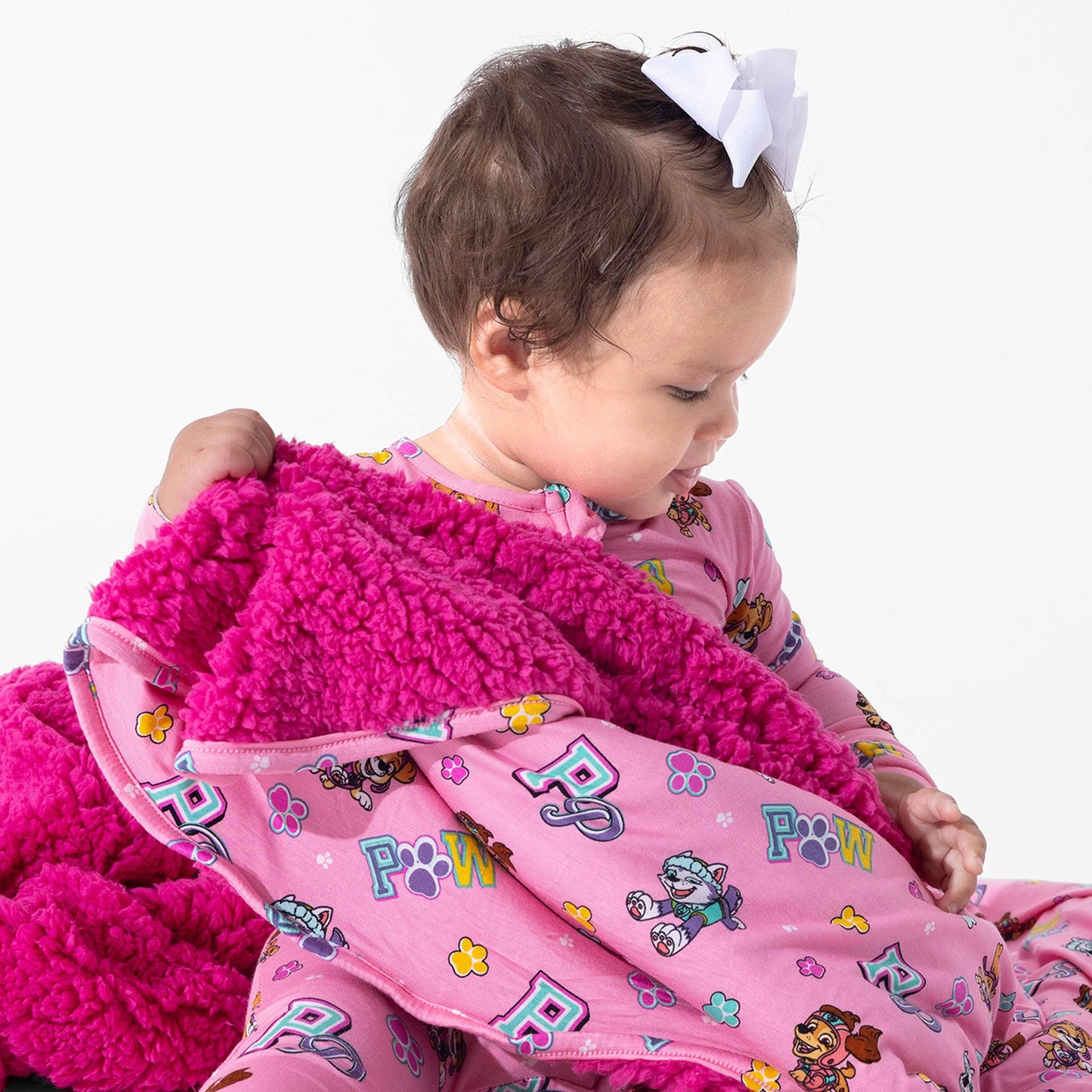 PAW Patrol: Varsity Pink Bamboo Sherpa Blanket: 45 x 60 in