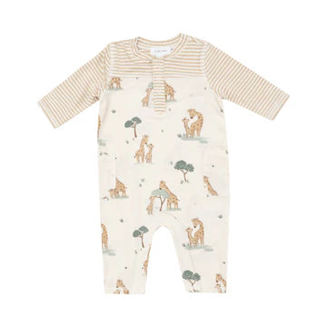 Romper w/ Contrast Sleeves- GIRAFFE FAMILIES