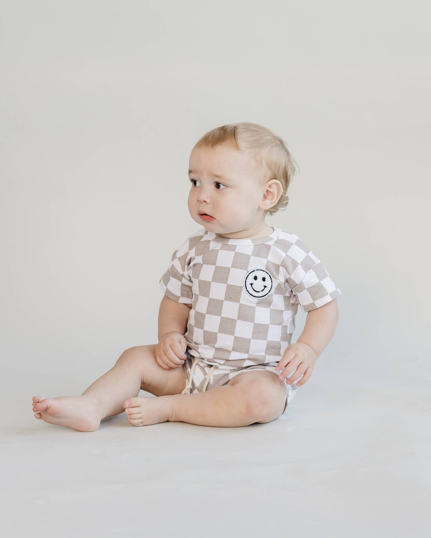 Checkered Shorts Set | Latte: 2T
