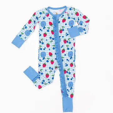 Convertible Footies with Ruffle- BERRY PATRIOTIC