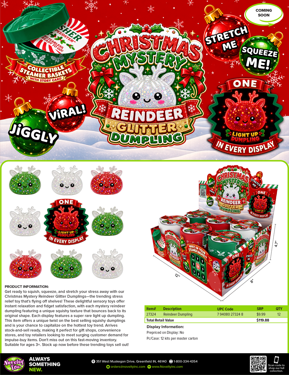 Fun Doh Christmas Mystery Reindeer Dumpling Squishy Toy: Wholesale Price