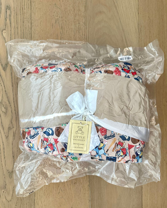 Large Minky Lush Blanket 60x80- SPRING FEVER BASEBALL BUDDIES