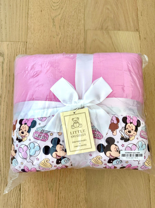 3 Layer Quilted Bamboo Blanket- LARGE 70x90 DISNEY MINI SWEETS