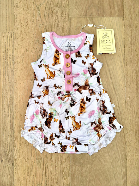 Bamboo Ruffle Shorty Tank Romper (Adeline)- SIMPLE THINGS PLAYFUL KITTENS