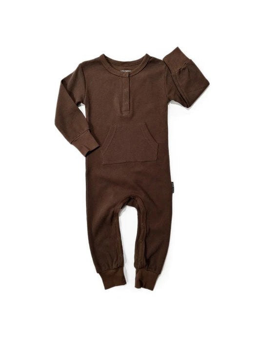 Little Bipsy Waffle Romper- COCOA