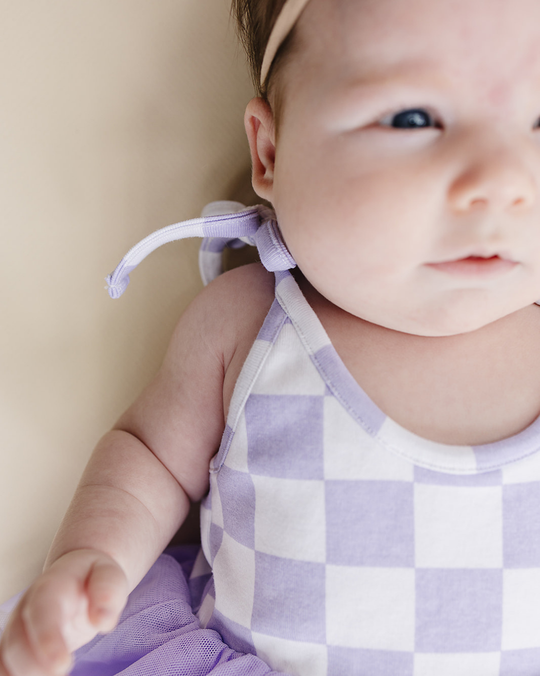 Tutu Romper | Checkered Lavender: 18-24M