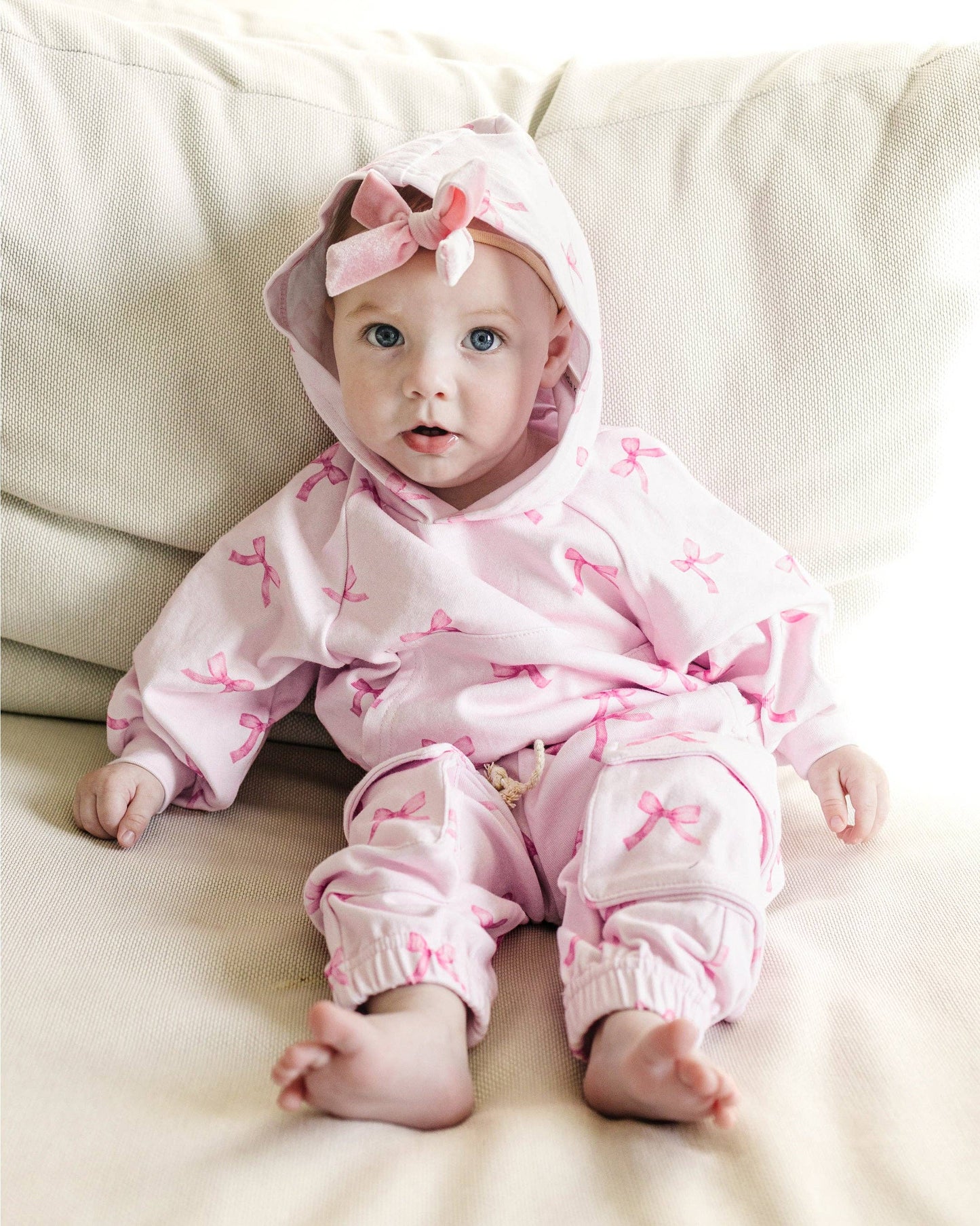 Cargo Baby & Kids Jogger Set | Pink Bows: 2T