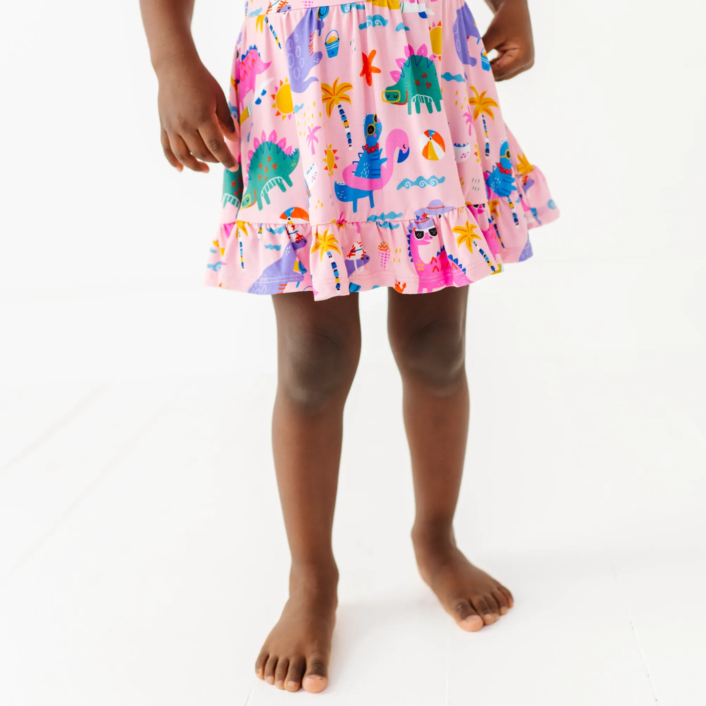 Pink Dino Baby Twirl Dress: 2T