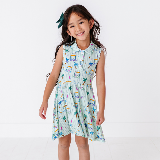 It's Fore O'Clock Somewhere Girls Collared Dress: 2T