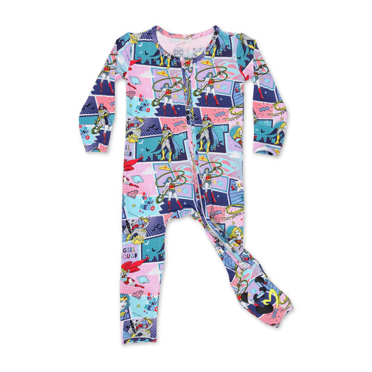 Justice League Heroines Bamboo Convertible Footie: 2/3T