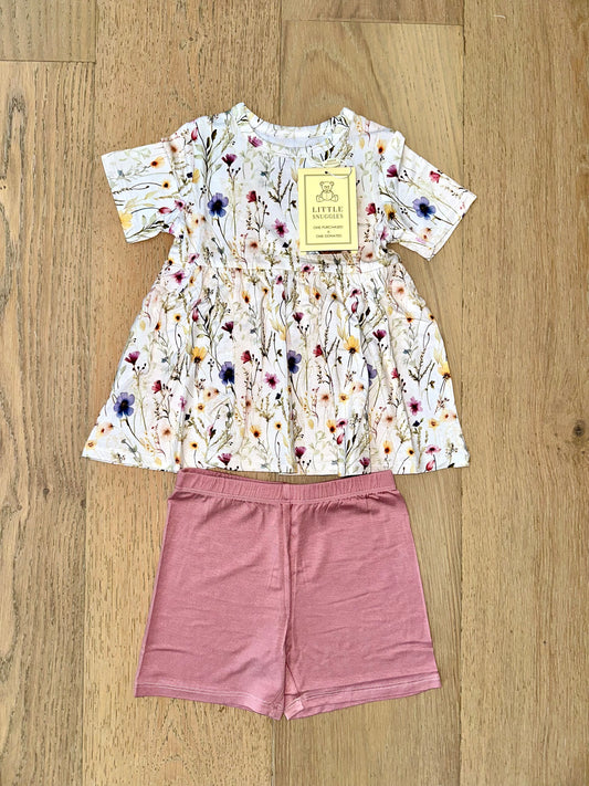 Bamboo Short Sleeve Peplum Set- WILD MEADOWS