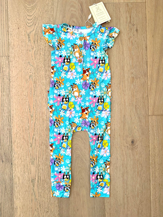 Bamboo Flutter Sleeve Romper (PHOEBE)- HAPPY HOUNDS