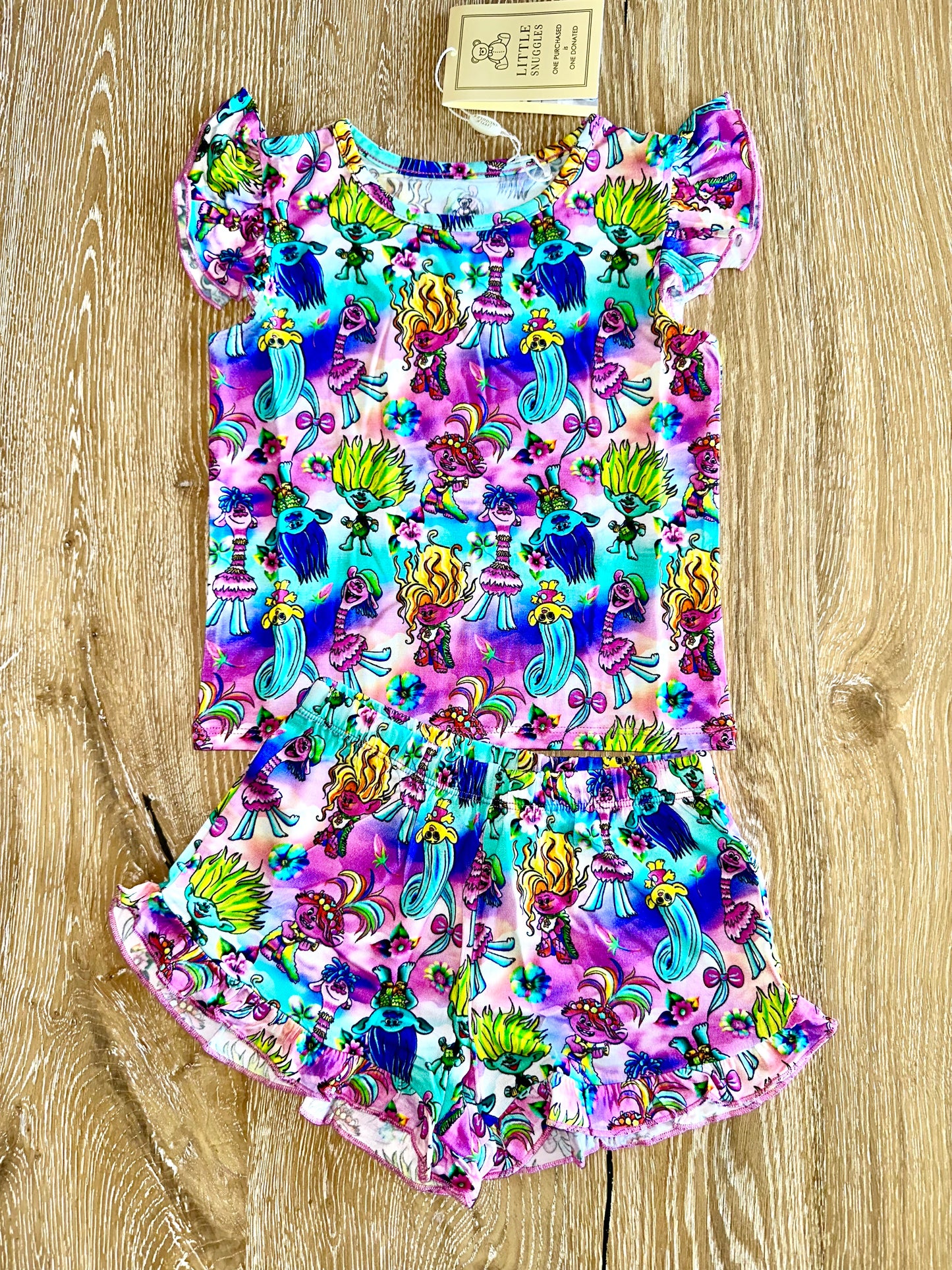 Bamboo Flutter Sleeve & Shorts Lounge Set (OLIVIA)- BEAUTIFULLY BOLD DANCE DANCE DANCE
