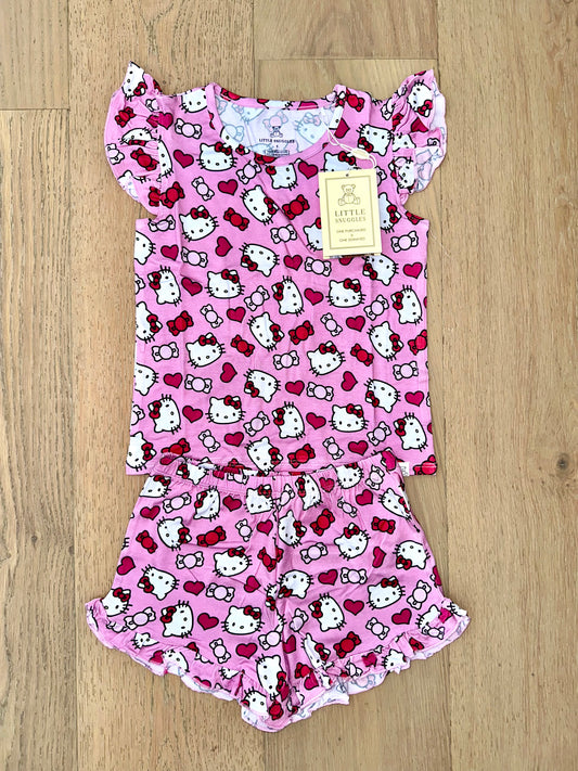 Bamboo Flutter Sleeve & Shorts Lounge Set (OLIVIA)- SWEET TREAT KITTY
