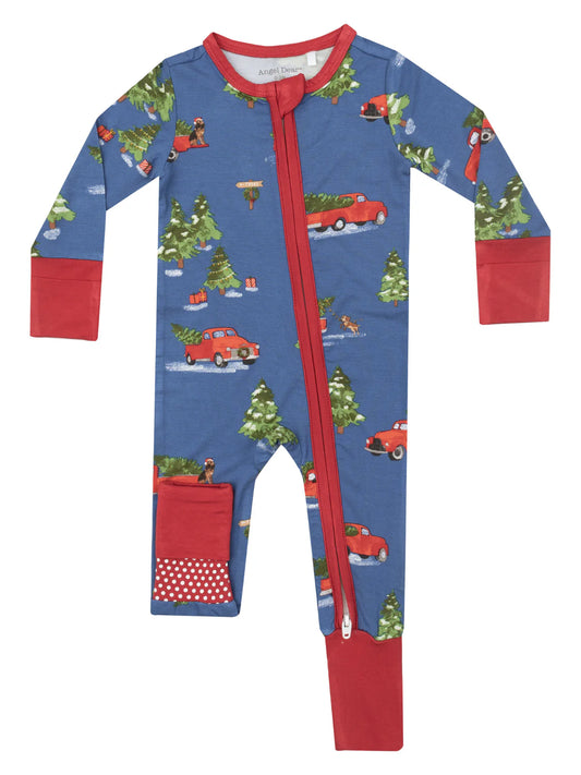 2 Way Zipper Convertible Romper- VINTAGE RED TRUCK