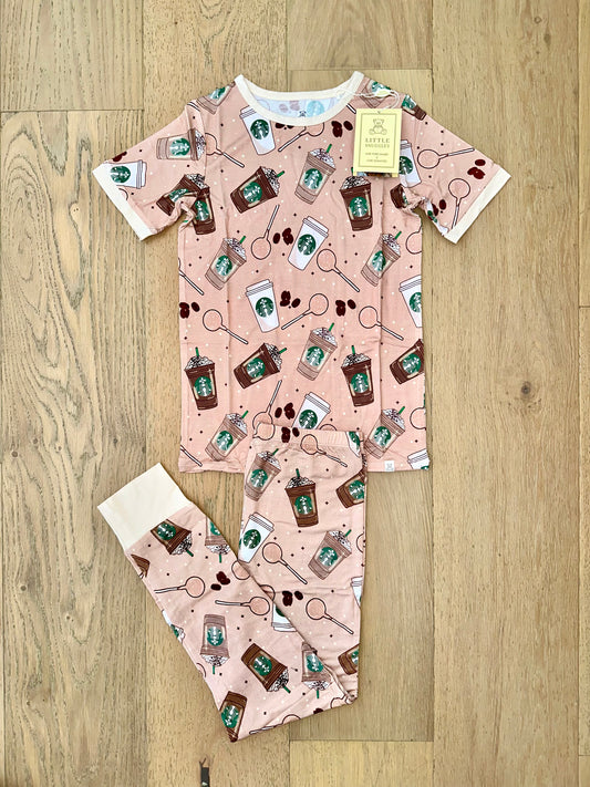 Bamboo (Kennedy) Short Sleeve Pant Lounge Set- Mocha Latte Starbucks
