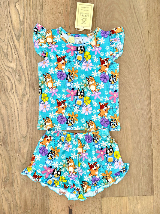 Bamboo Flutter Sleeve & Shorts Lounge Set (OLIVIA)-MOST WANTED HAPPY HOUNDS