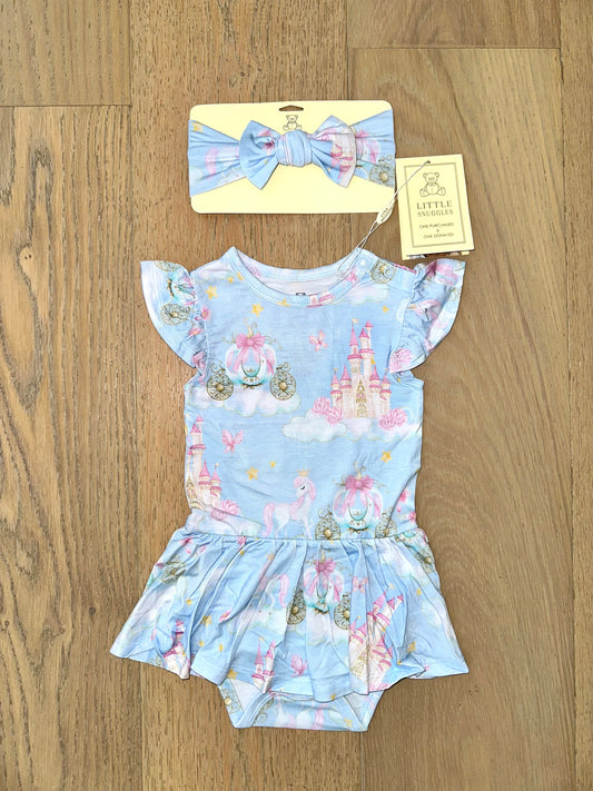 Bamboo Twirl Skirt Bodysuit with Headband (Claire)- DAY DREAMS DREAM ON