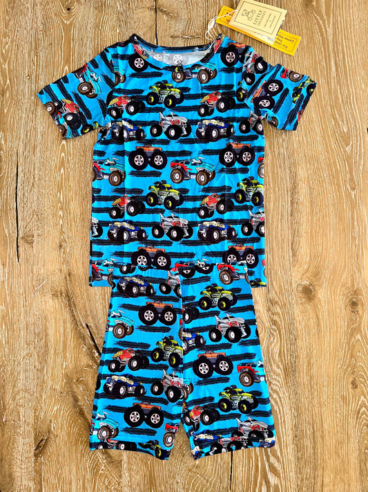 Bamboo Short Sleeve Shorts Lounge Set (Bentley)- MONSTER TRUCKS
